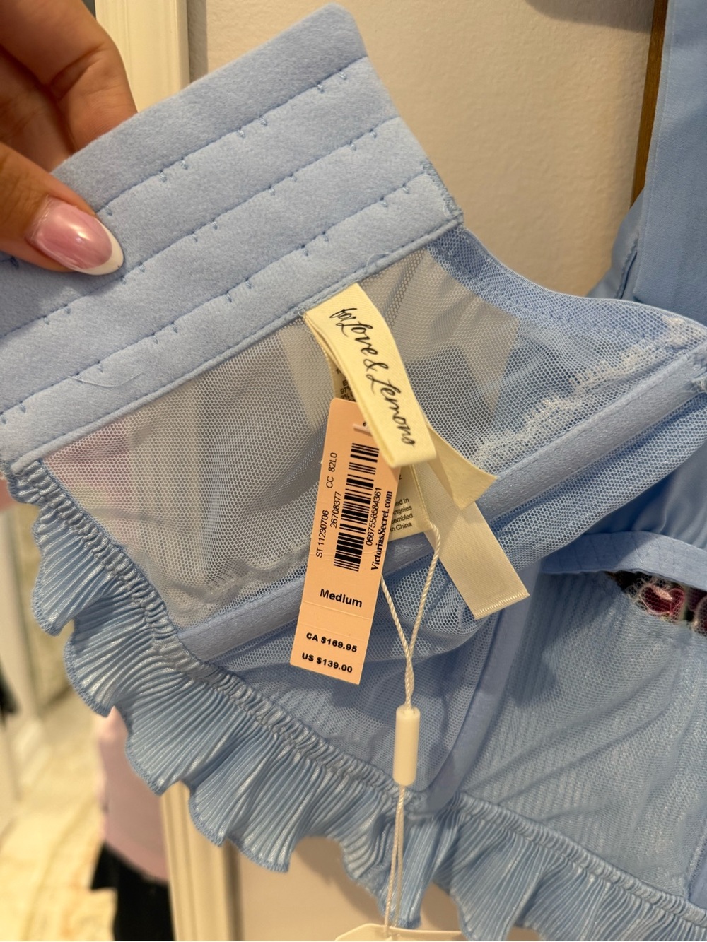 For Love And Lemons Light Blue Embroidered Satin Bustier Top - Picture 5 of 5